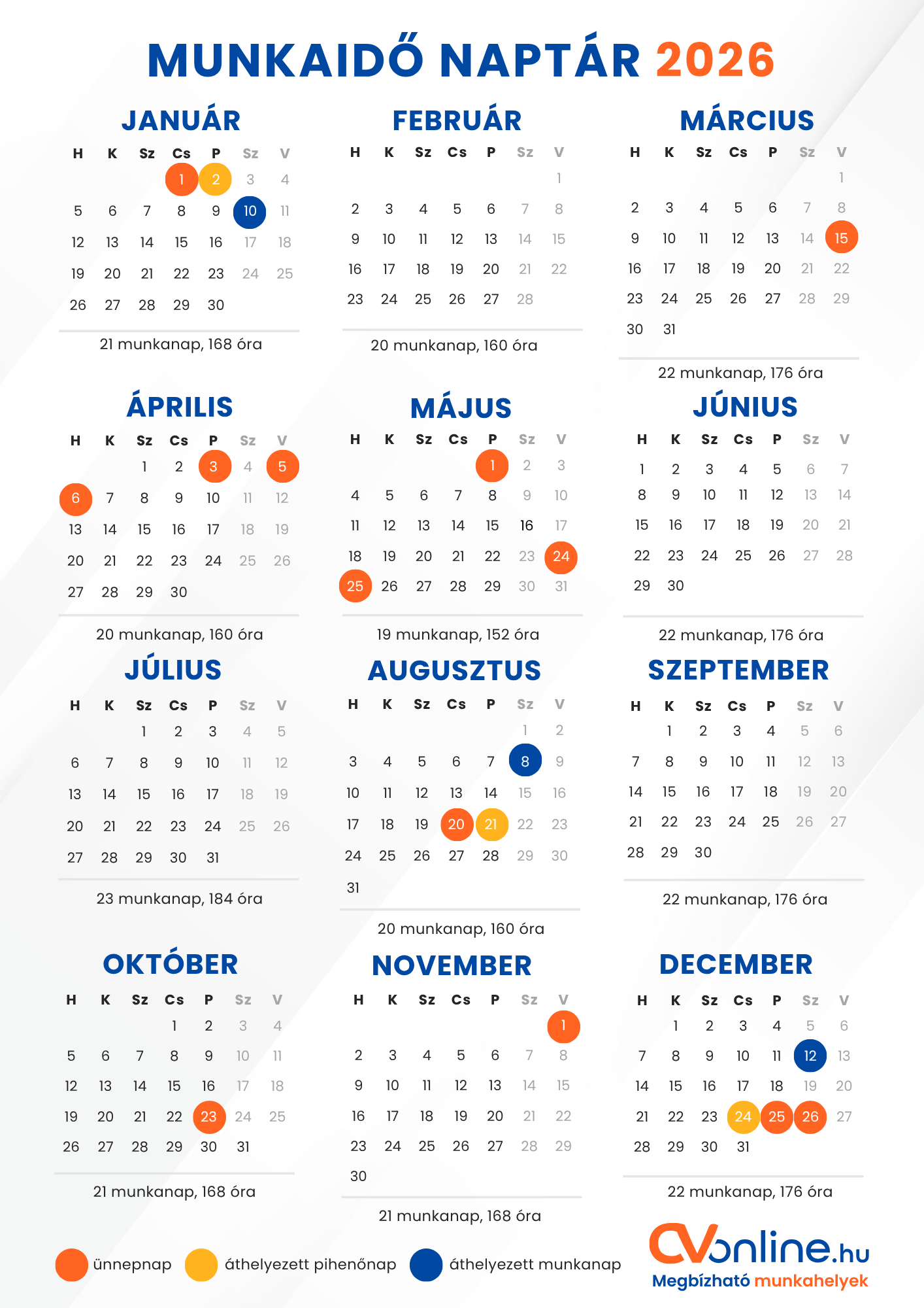 munkaidő naptár 2026